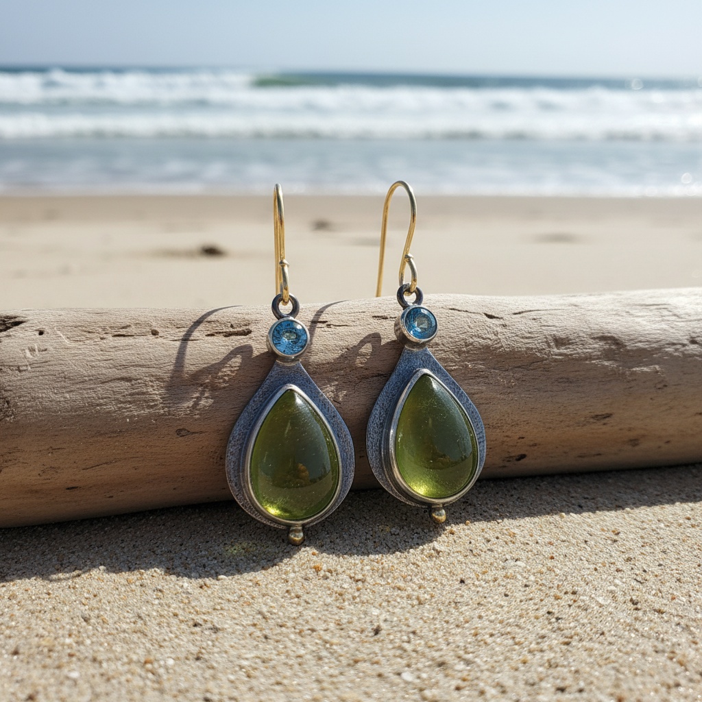 Women's S925 Sterling Silvery Inlaid Green Retro Earrings